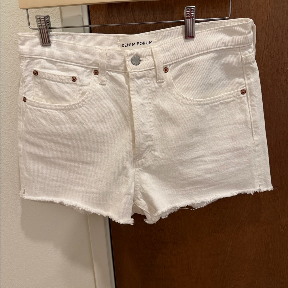 Aritzia Denim Forum Women's White High-Rise Jean Shorts
